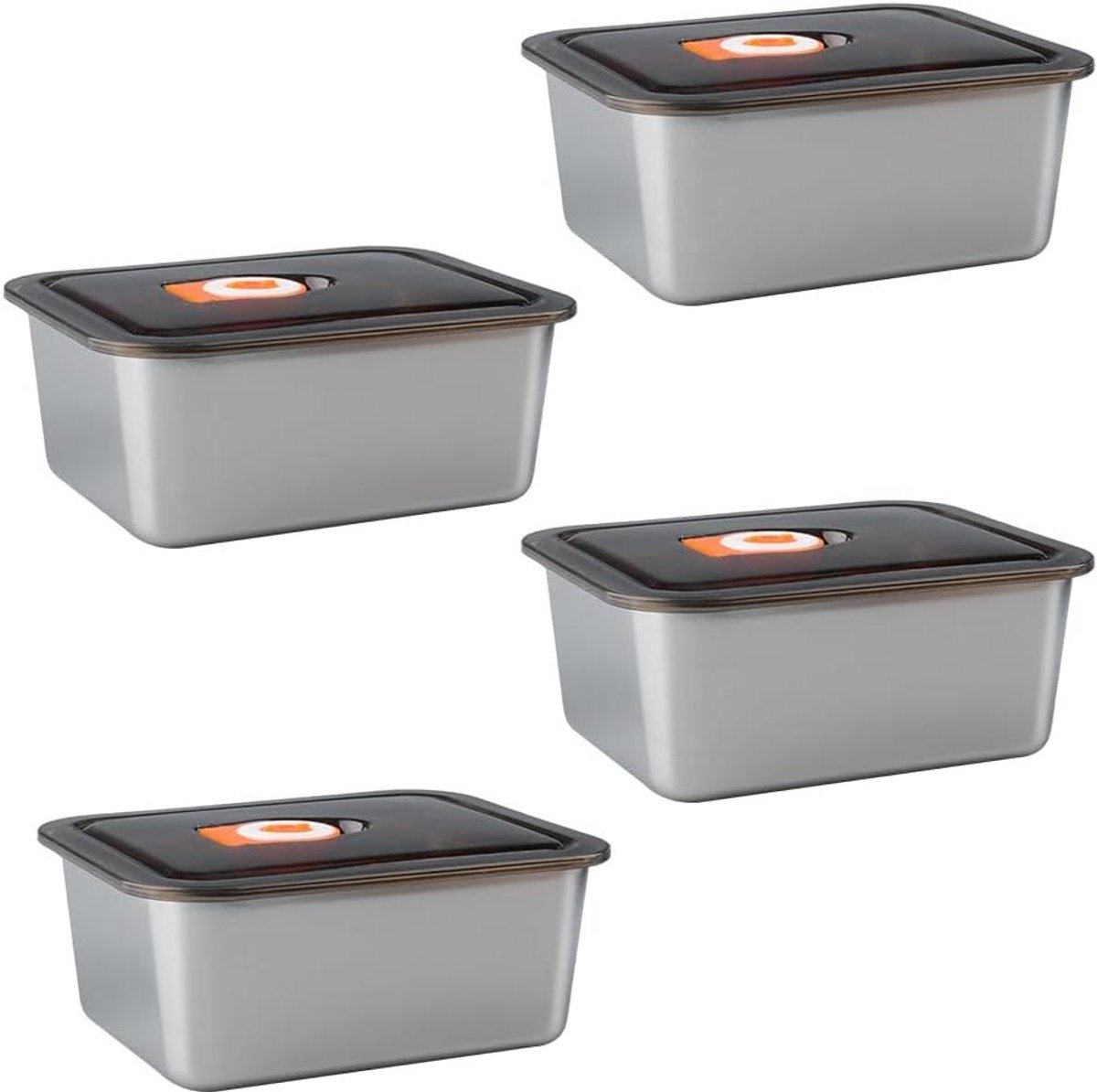 Cosensi - Stalen vershouddozen met deksel voor school, werk, picknick - Set van 4 - Geschikt voor magnetron en koelkast