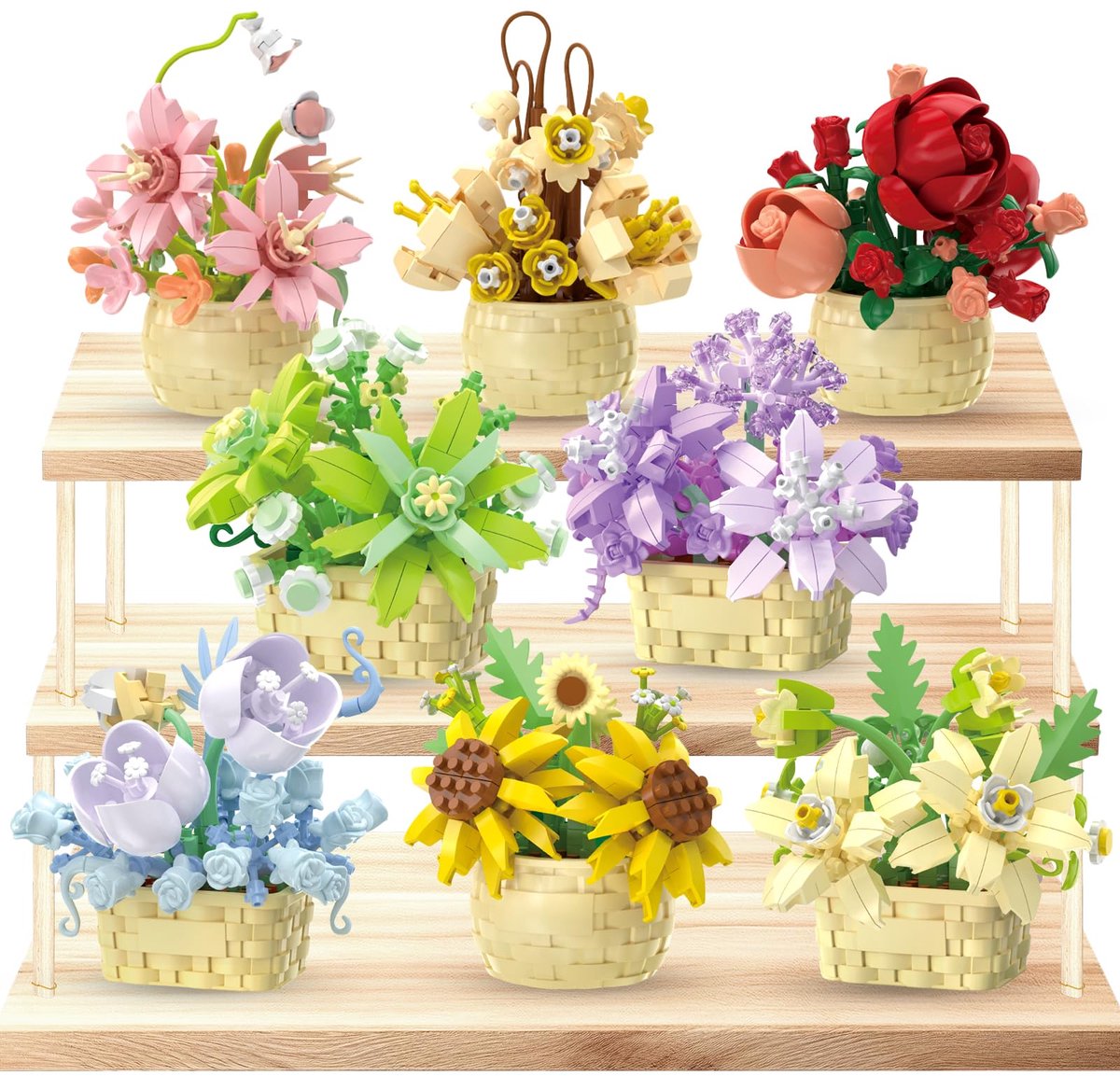 Namajunas - Mini Kunstbloemen Bloemenmand - Bouwsets Volwassenen - Botanical Flowers Collection - Botanical Bloemen - Bouwsets - Roze Oosterse Lelie - Niet geschikt voor LEGO - Decoratie voor Huis, Cadeau, Kerst, Pasen, Valentijnsdag — cadeau in Spellen & Speelgoed - foto 5