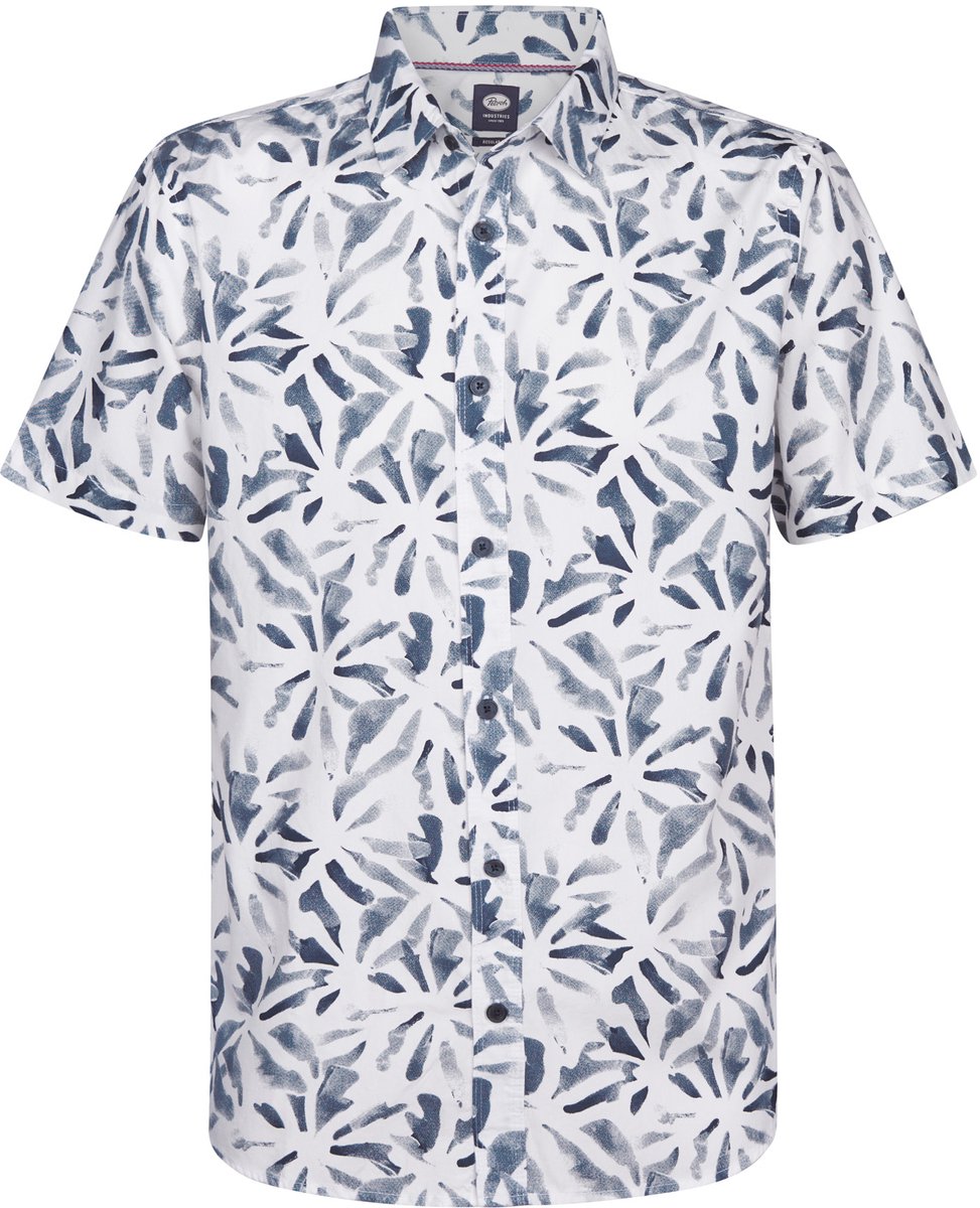 Petrol Industries - Heren Overhemd met all-over print Noche - Wit - Maat M
