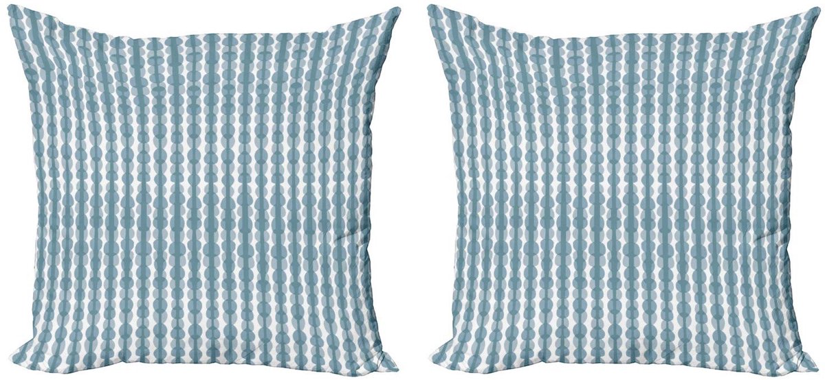 ABAKUHAUS Kussenhoes Set – Grijs-blauw 50x50 cm – Dubbelzijdig bedrukt, Rits Blaugrau Weiß