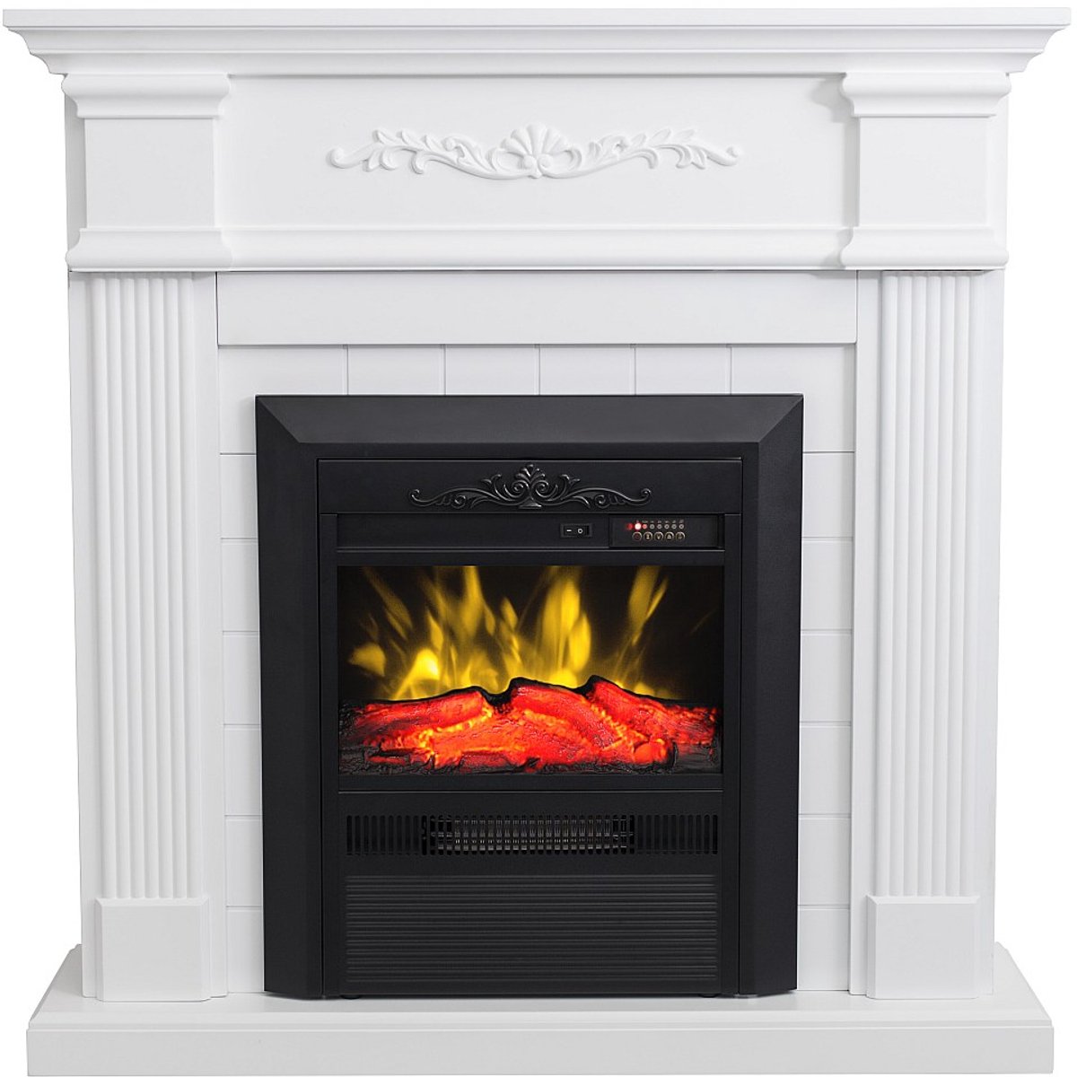 Vente-unique Elektrische haard met mantel - L98 x D26 x H100,8 cm - Wit - OTEMANU L 98 cm x H 100.8 cm x D 26 cm
