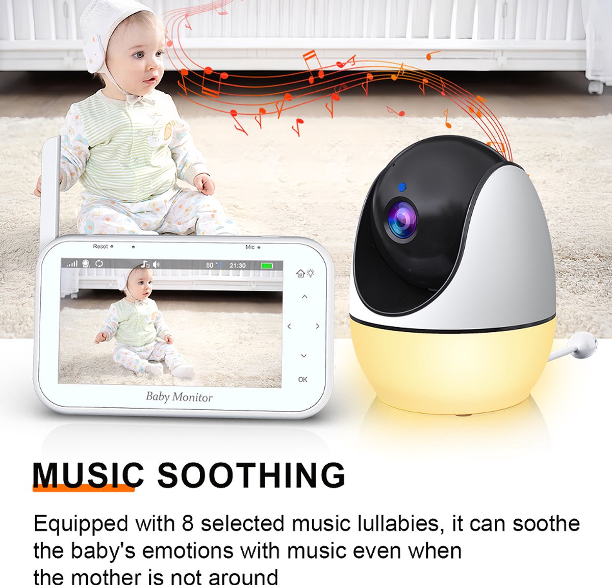 Namajunas Babyfoon met Camera - 4.3 Inch Full HD Scherm - afbeelding 3