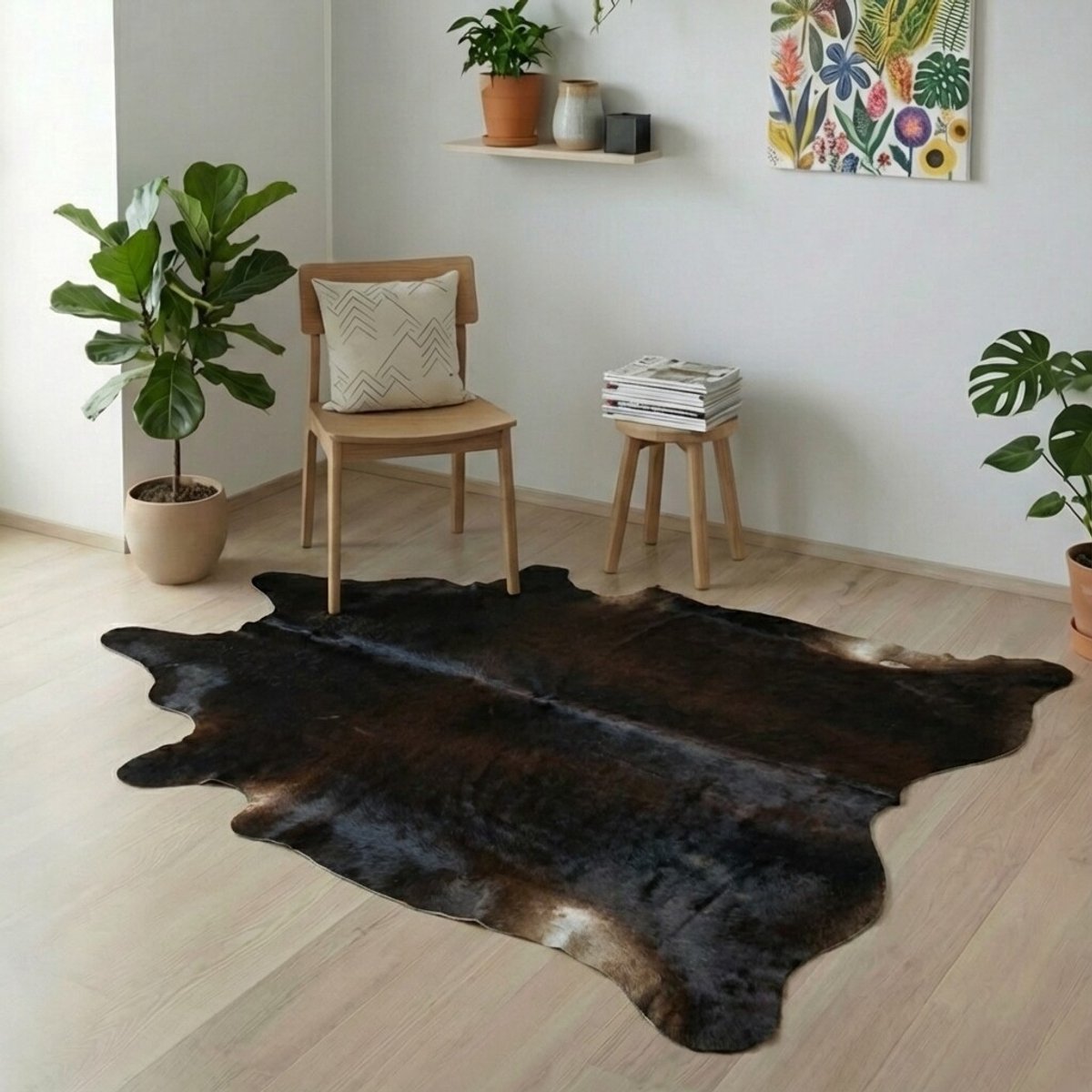 Koeienhuid Vloerkleed - Effen / Solid / 0177 - 205 x 188 cm - Koeienkleed / Koeienvel / Dierenvel / Dierenhuid / Koehuid Tapijt