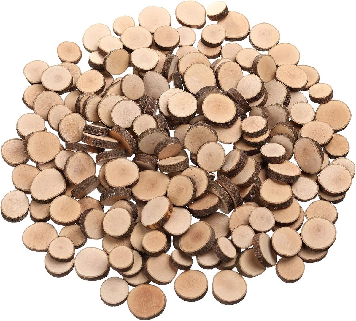 Houten schijven - Knutselhout - Hobby projecten - Natuurlijk onbewerkt hout - 100 stuks - Bruin