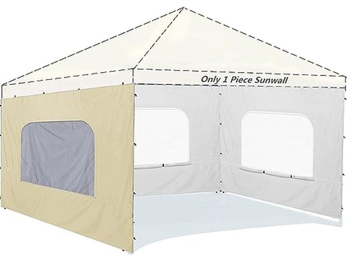 Zonnescherm zijwand met gaasvenster voor 10 x 10 pop-up luifeltent - Bescherming en privacy voor buitenactiviteiten