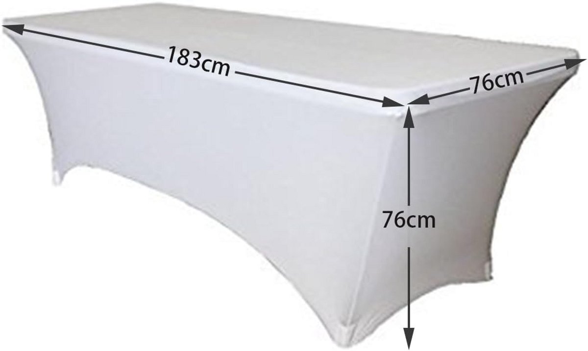 Stretch Tafelhoes voor Biertentgarnituur - Wasbaar en Herbruikbaar - 183 x 76 x 76 cm - Wit