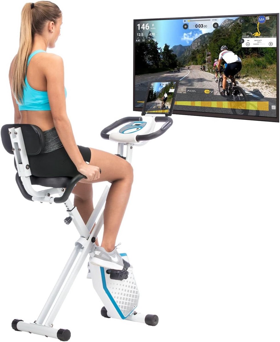 Inklapbare Hometrainer met Rugleuning en Tablethouder voor Cardio Training