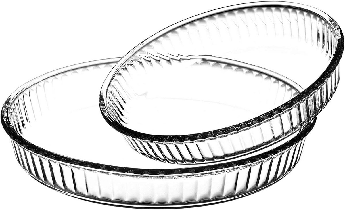 Set van 2 Ronde Glazen Ovenschalen - Oven- en Magnetronbestendige Bakvormen