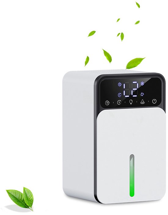 Luchtontvochtiger voor thuis - Stille slaapkamerluchtontvochtiger van 1200 ml - Draagbare badkamerluchtontvochtiger - 3 ontvochtigingsstanden - 7-kleurenverlichting - 24-uurs timer - Mini-droger met ontvochtigingsfunctie