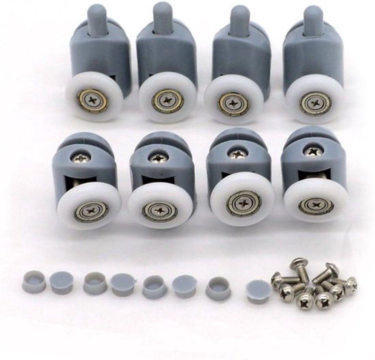 Set van 8 douchedeurwieltjes - Vervangende onderdelen - Diameter 23 mm