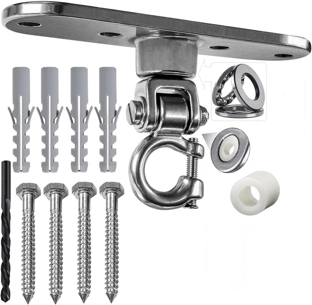 Heavy Duty Plafondhaak RVS 360° Draaibaar - Veilig voor Hangmat, Schommel, Yogahaken