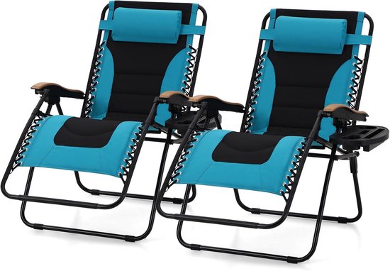 2x XL Zero Gravity Stoelen Set - Opvouwbare Ligstoelen Tuin en Camping ...