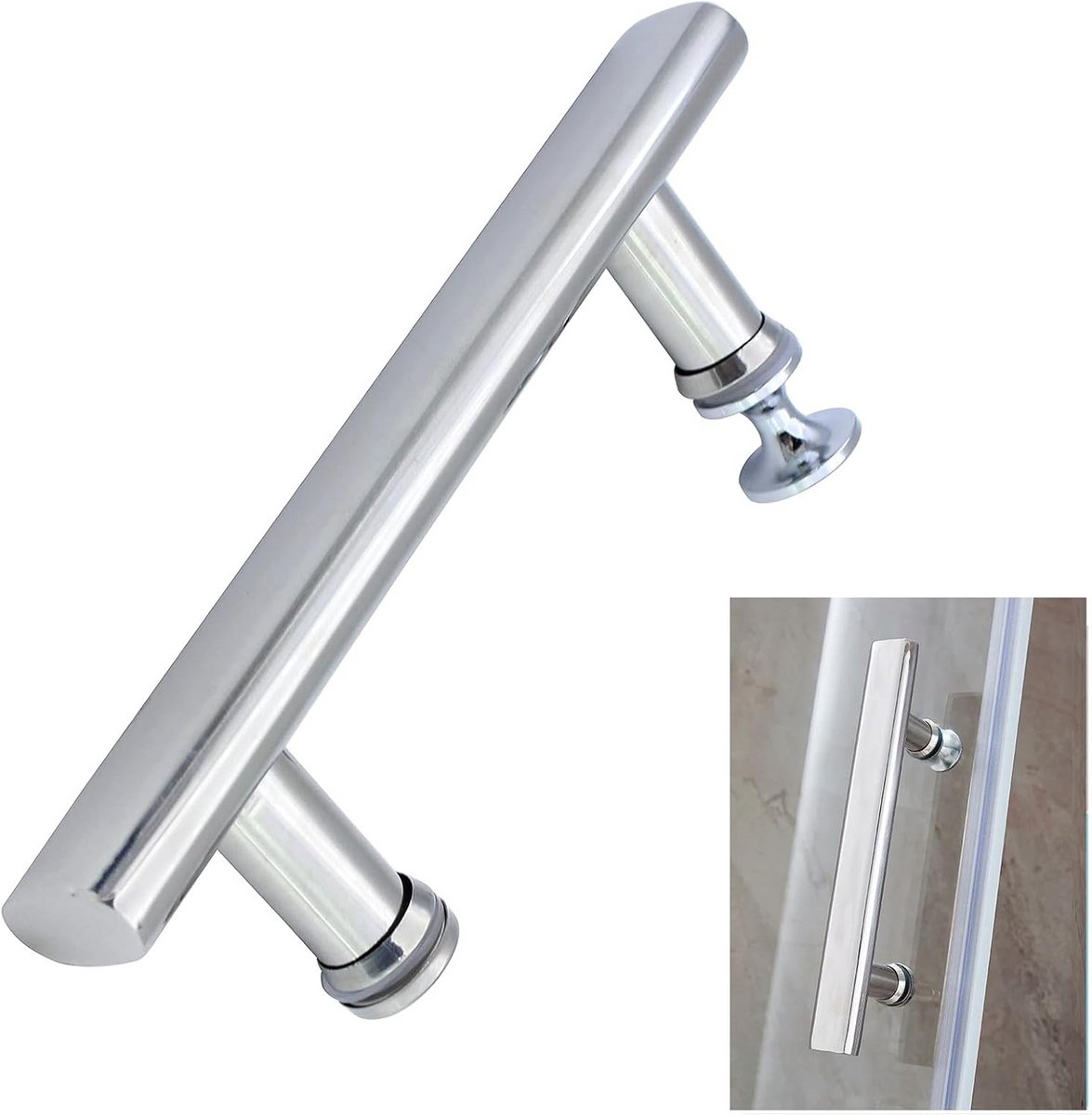 Douchecabine Handvat RVS 145mm Gat-tot-Gat voor Glazen Douchedeuren