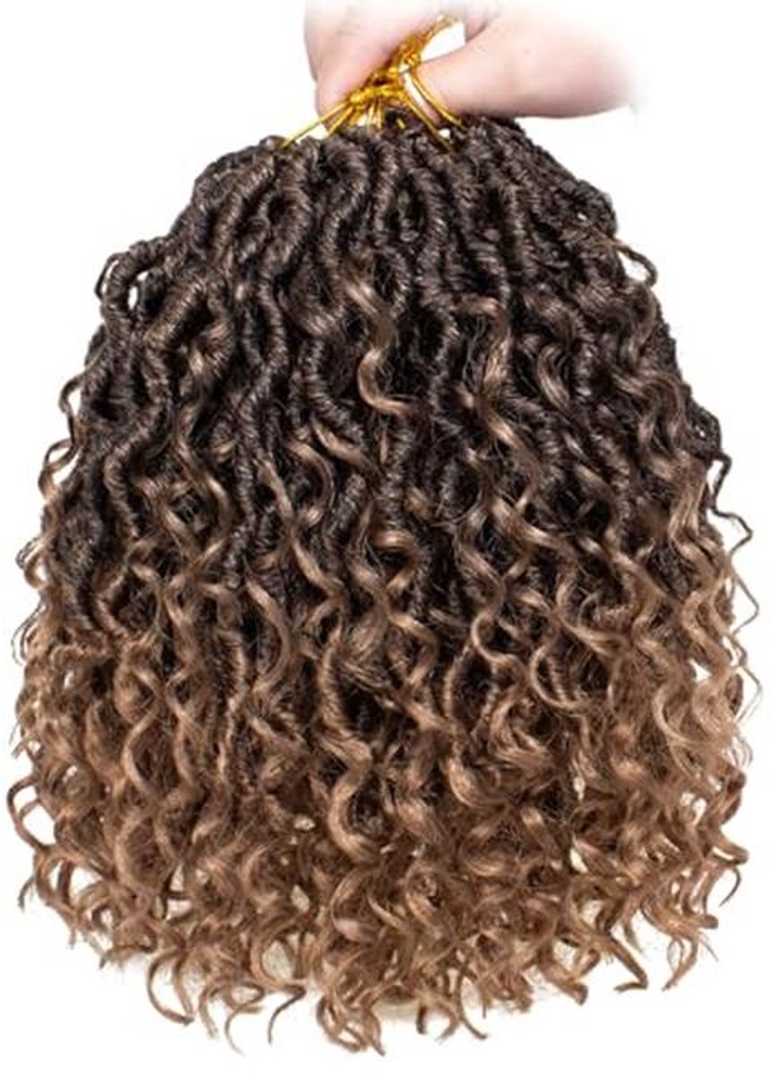 Korte Bohemian Locs Haak Haarextensions - Ombre Dreadlocks Met Krullende Eindes