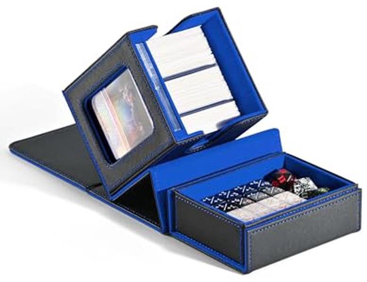MTG Commander Deck Box met Display Window - Deck Box voor 100 Dubbele Mouwen met Dobbelstenen Lade en Magnetische Kaarthouder