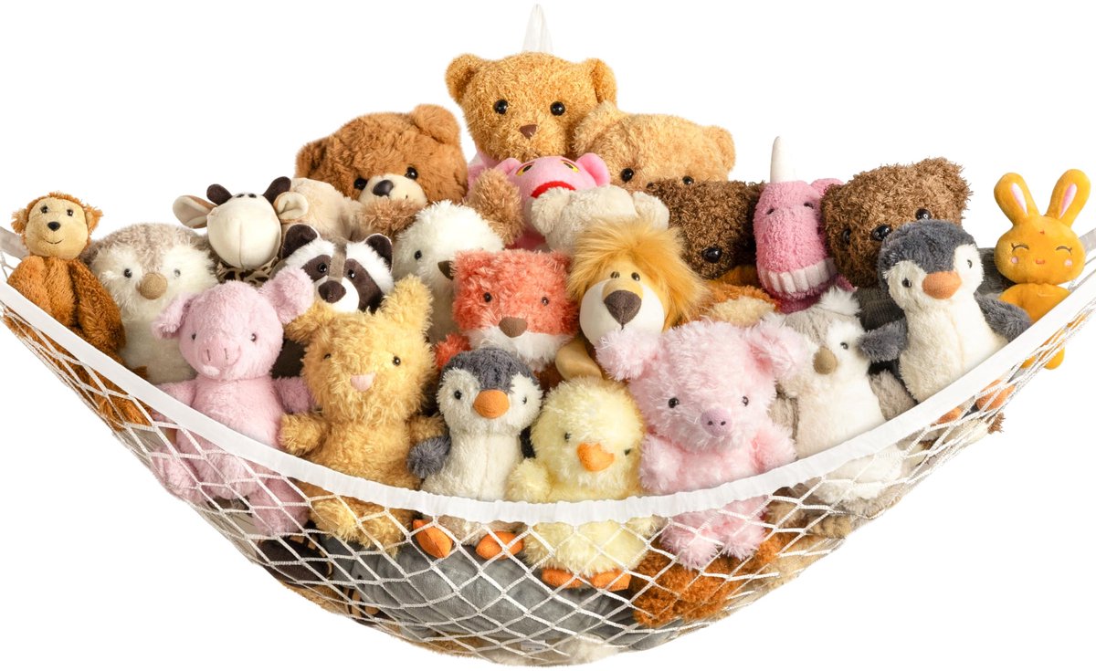 Opbergnet Voor Knuffeldieren in De Hangmat - Groot Speelgoedhangmatnet Voor Knuffeldieren in De Kamerdecoratie - Schattige Opberghouder Voor Knuffeldieren - Kinderkamer, Muur, Slaapkamer, Woondecoratie