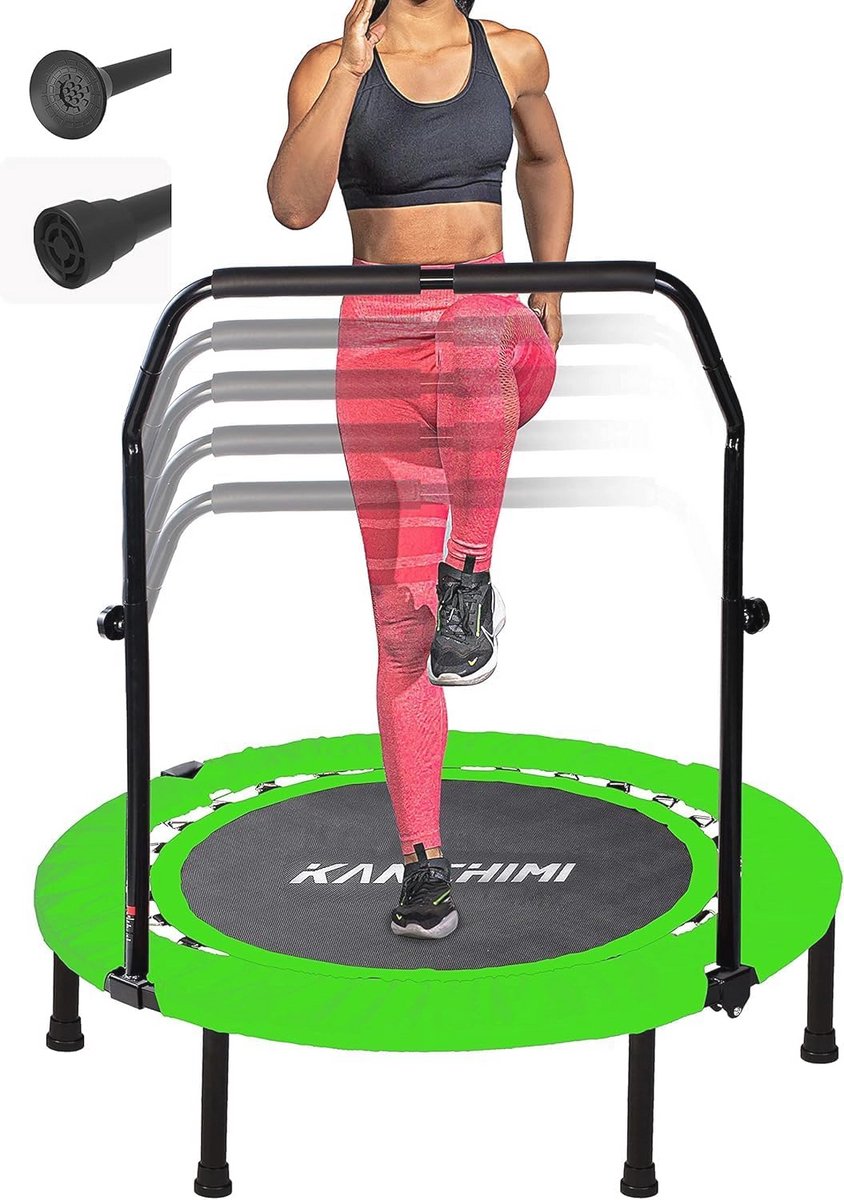 Opvouwbare Mini Fitness Trampoline 40 inch - Indoor Workout met Handvat, Max Belasting 350 lbs (Groen)