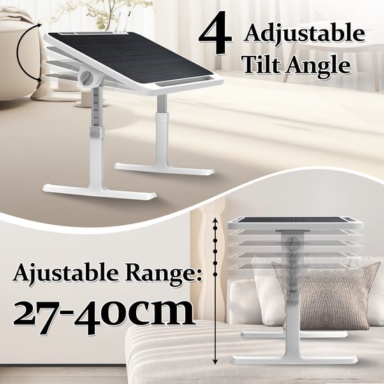 Bureau met 4 verstelbare kantelhoeken en hoogte verstelbaar van 27-40 cm.