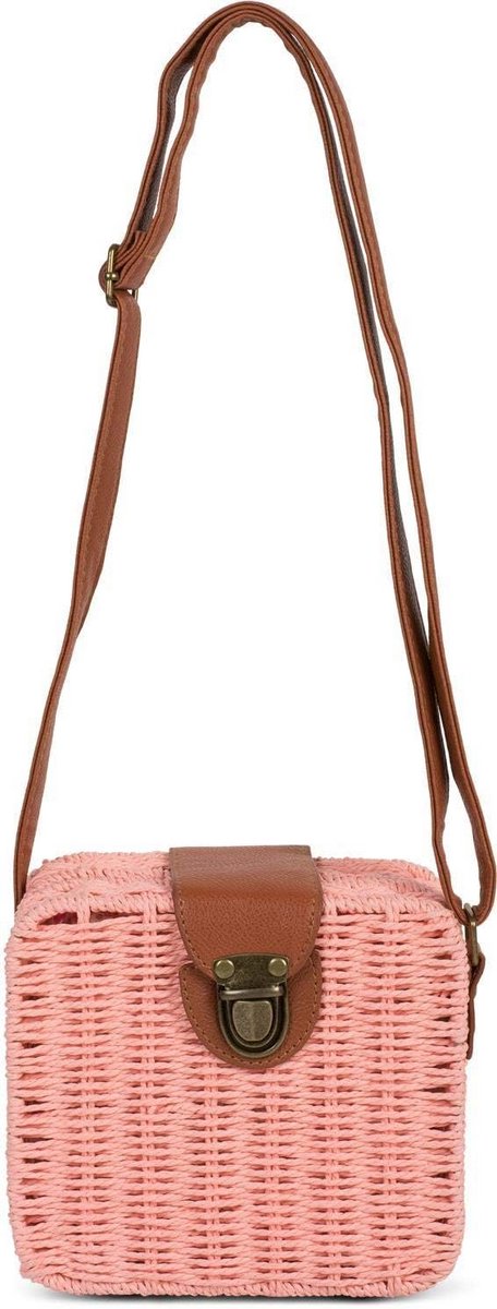 Geweven Schoudertas in Bohemienstijl met Rotan Look - Dames Crossbody Tas