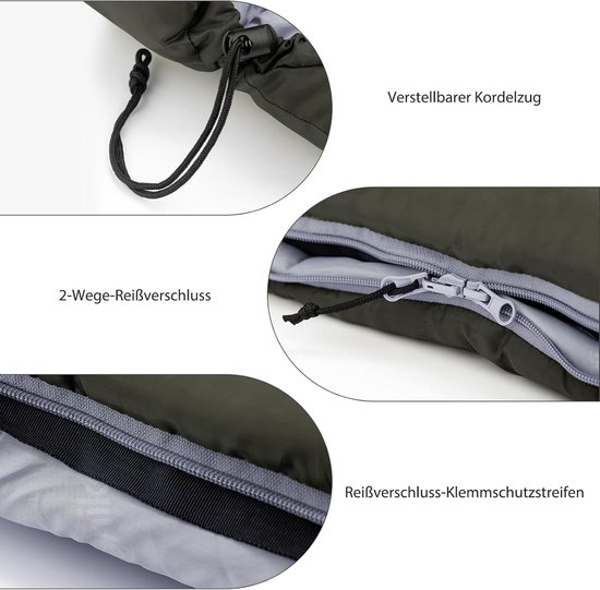 Dekenslaapzak voor warm en koel weer, lichtgewicht voor jongeren en volwassenen, ideaal voor wandelen, rugzakreizen en kamperen — afbeelding 4