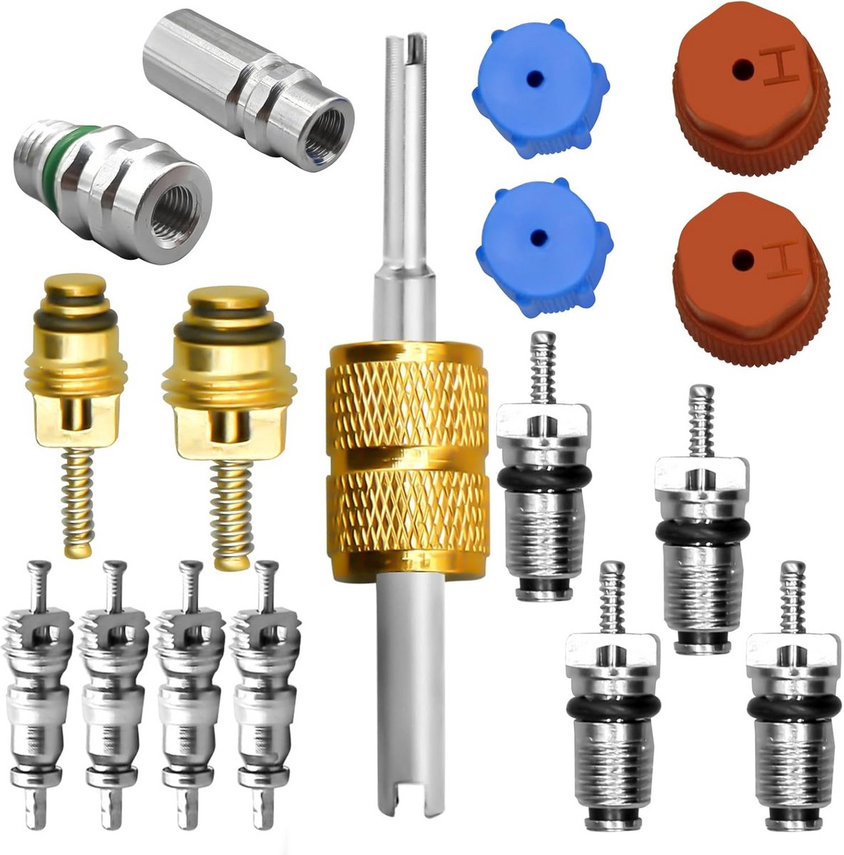 Set Universele Ventielkernen en Gereedschap voor Auto Airconditioning R12 R134a