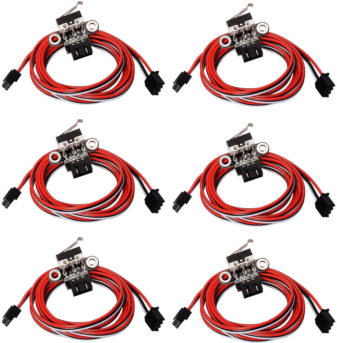 Set van 6 Mechanische Eindschakelaars voor 3D-printers met Kabel