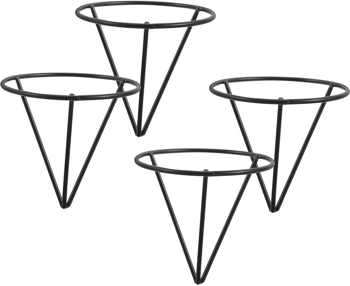4-delige set - Hydroponische zaadhouder - Avocadozaadhouder - Driehoekig metalen frame - Voor het kweken van avocado's - Plantenbak - Zwart (85*80*3cm)