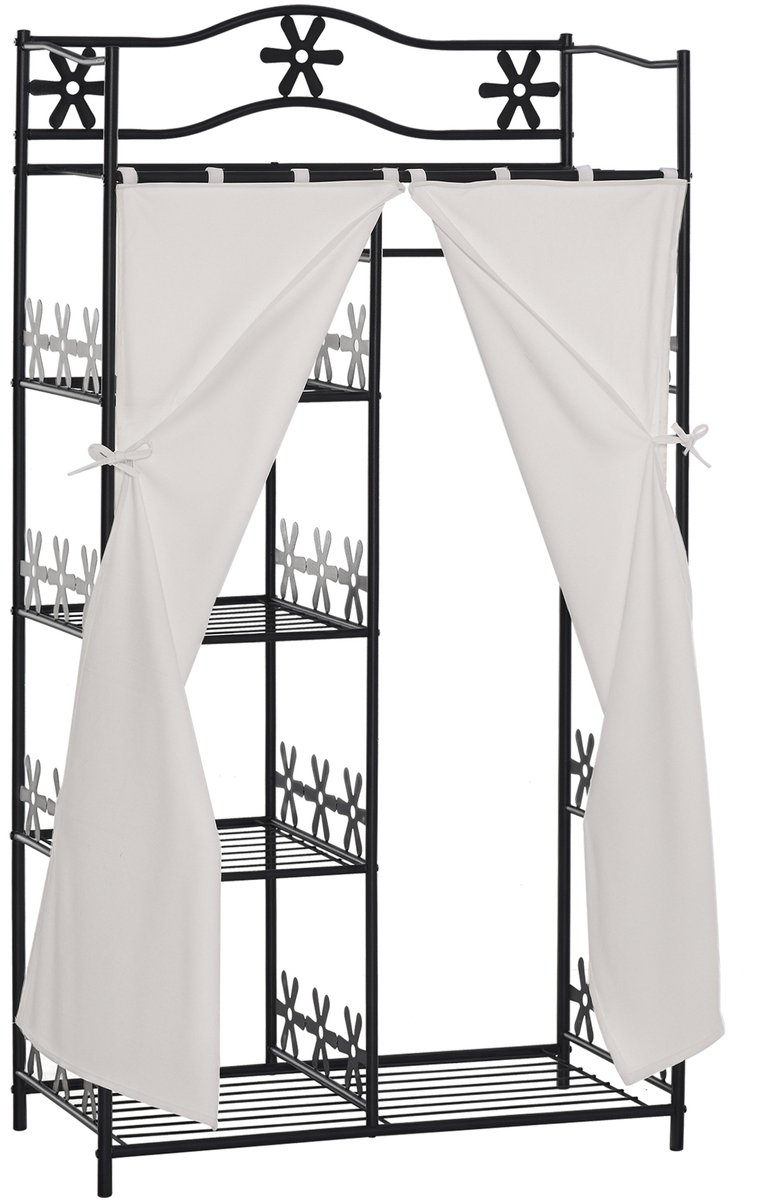 HOMCOM-Kledingkast-Metaal-84x42x158,5cm-Zwart