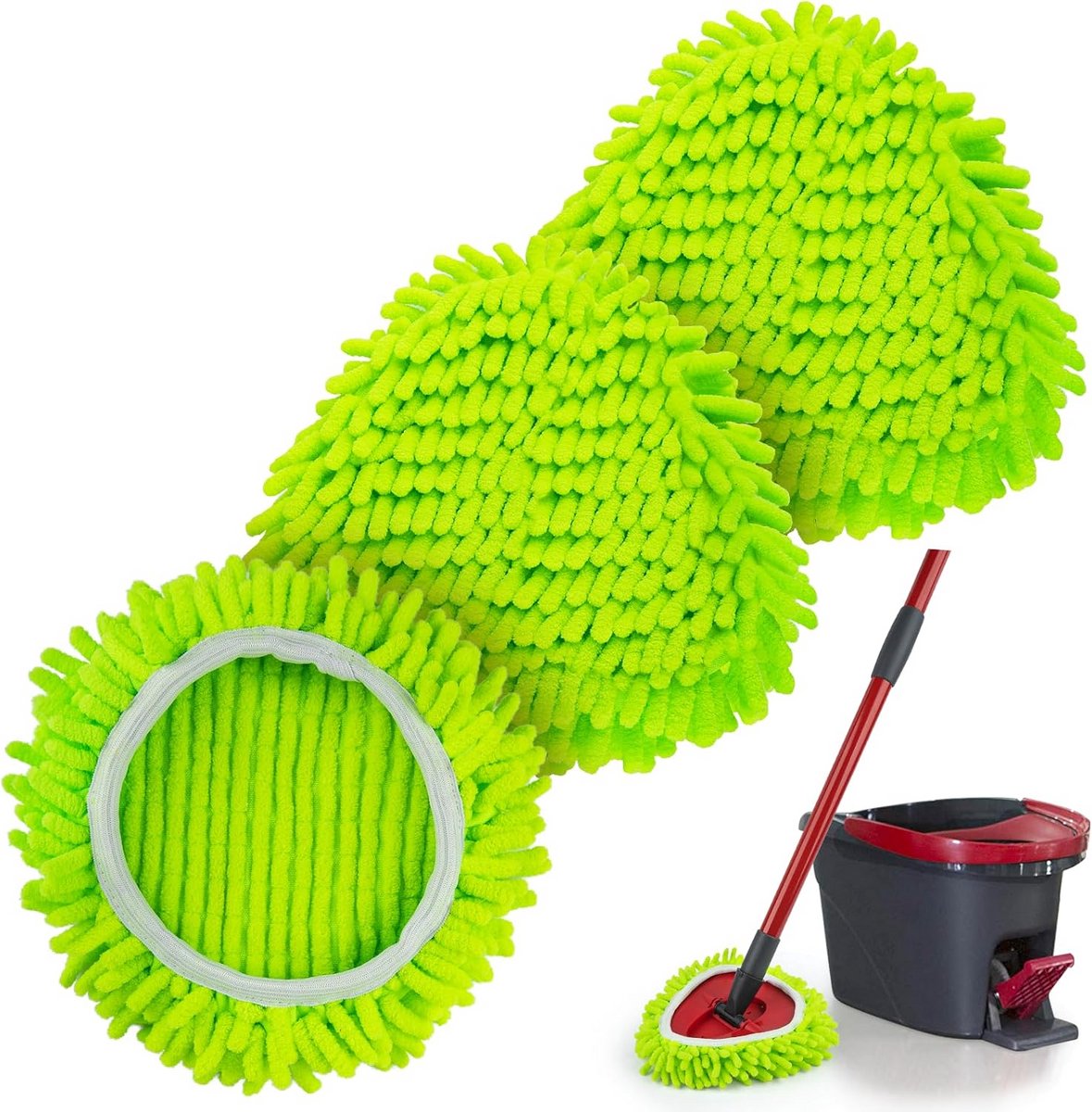 Microvezel Dweilkoppen Vervanging Spinmop - 3 Stuks voor Droog en Nat Dweilen