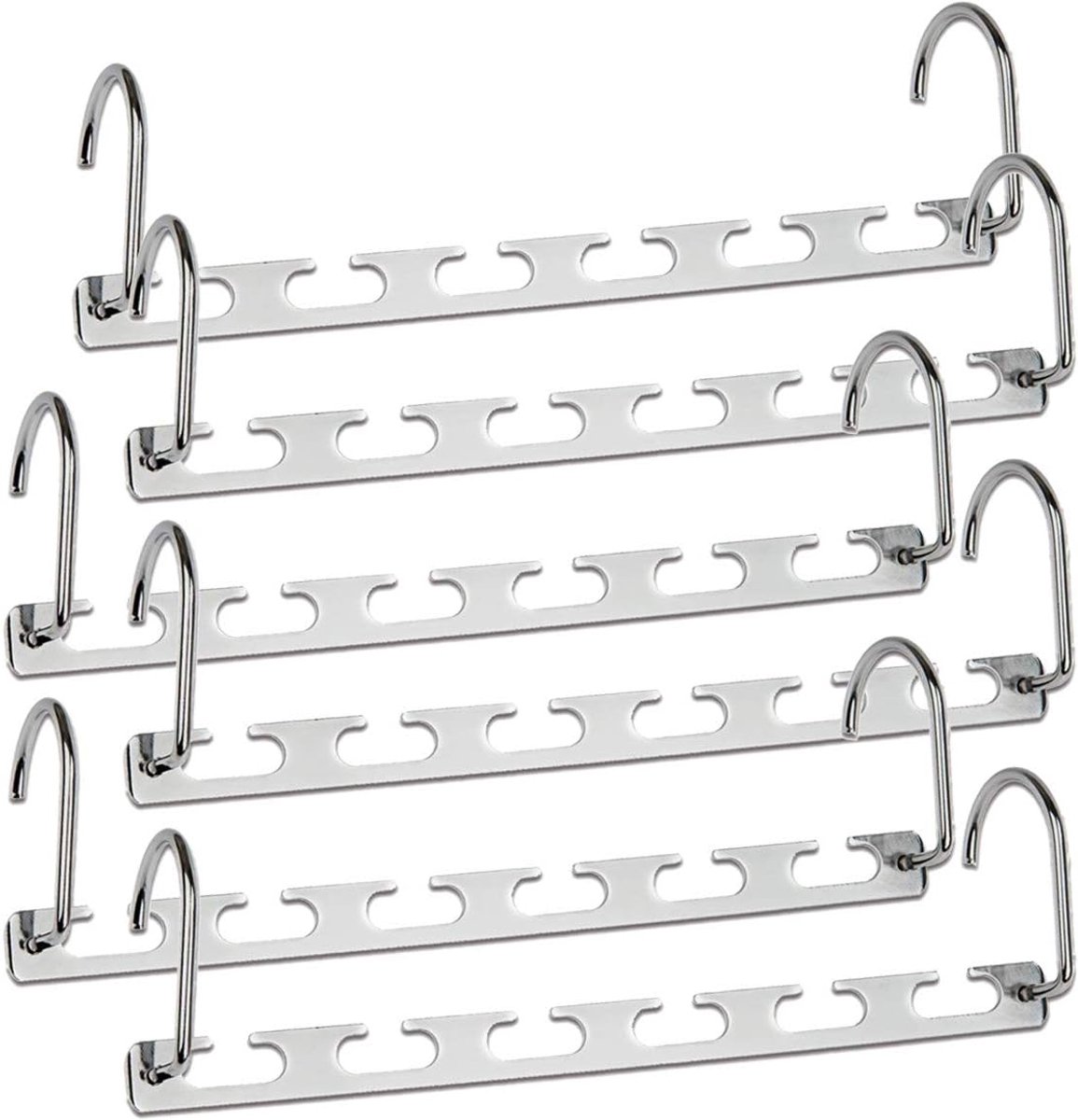 Famanu – Magische ruimtebesparende kleerhangers, set van 16 met 6 gaten en draaibare haken