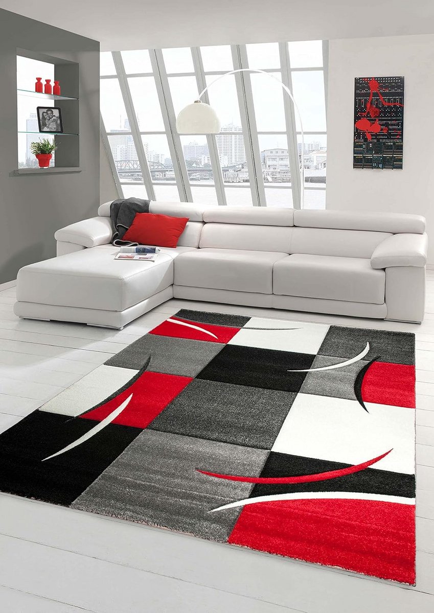 Moderne Vloerkleed Woonkamer met Diamantpatroon - Kortpolig - Geschikt voor Vloerverwarmin