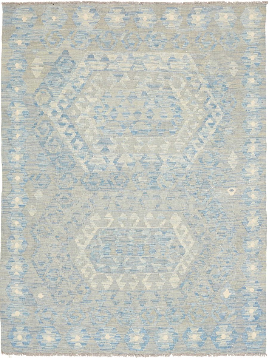 Kelim vloerkleed – Groen – 100% wol – Traditioneel geometrisch design