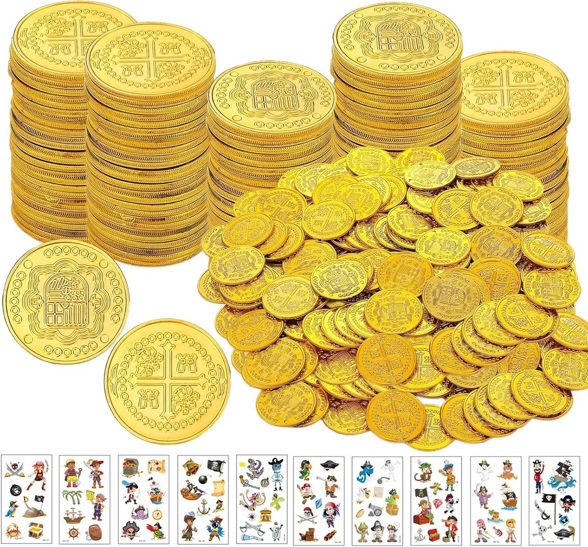 100 Gouden Piratenmunten en Schatstukken voor Feestjes en Spel