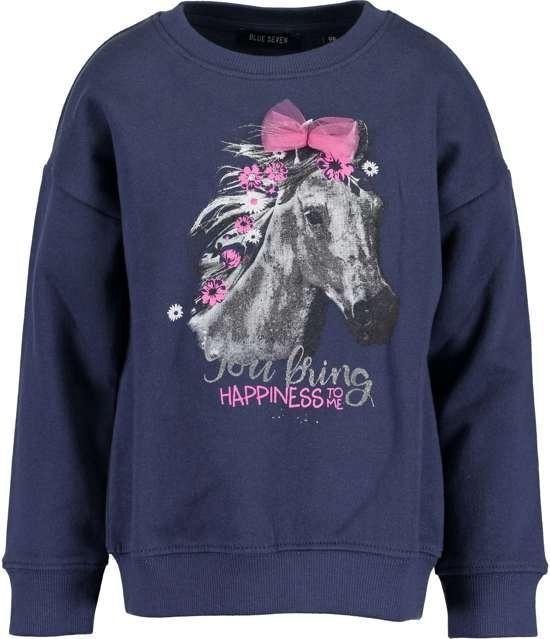 ruilen oppervlakte Gewoon overlopen Blue Seven Meisjes Sweater Blauw met Paarden - Maat 98 | bol.com