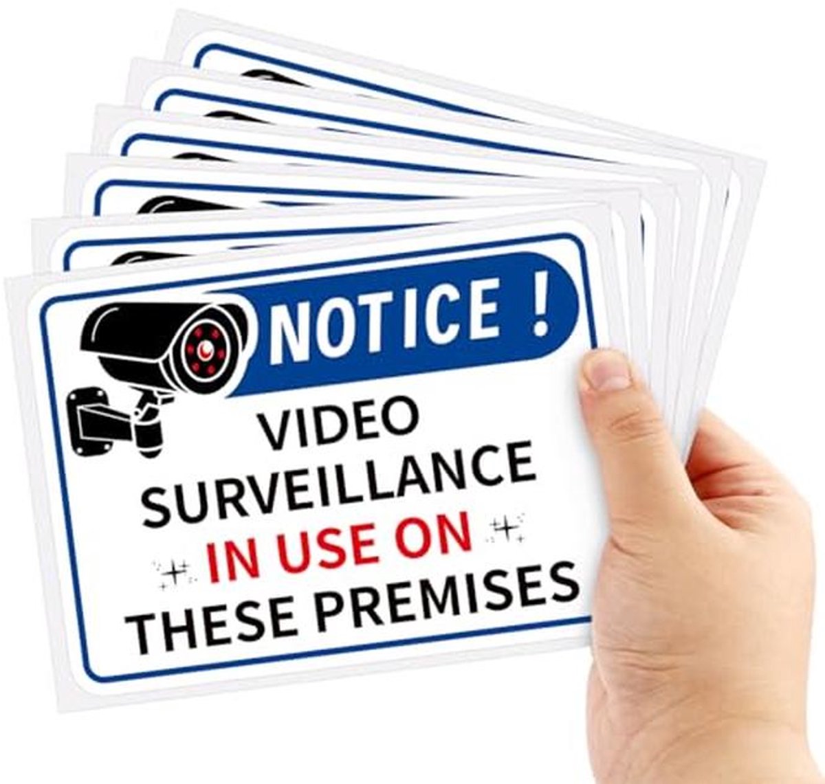 6 Stuks Camerabeveiligingsborden - Waarschuwingsstickers voor Binnen en Buiten - 18x13cm Zelfklevend Vinyl