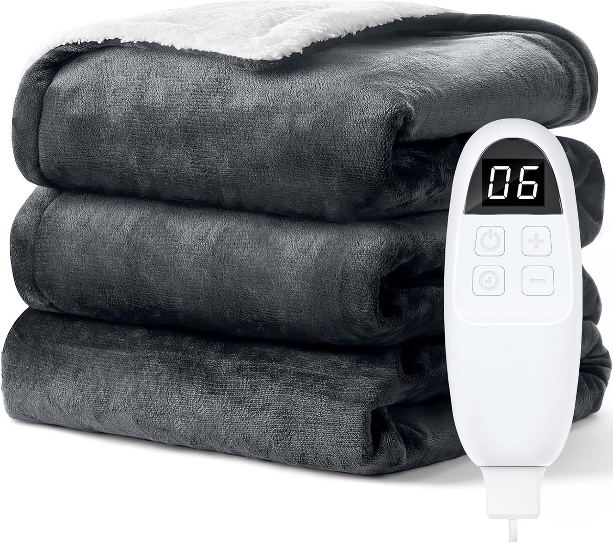 Elektrische deken 180x130: Zachte Sherpa & Flanel Warmtedeken met Timer
