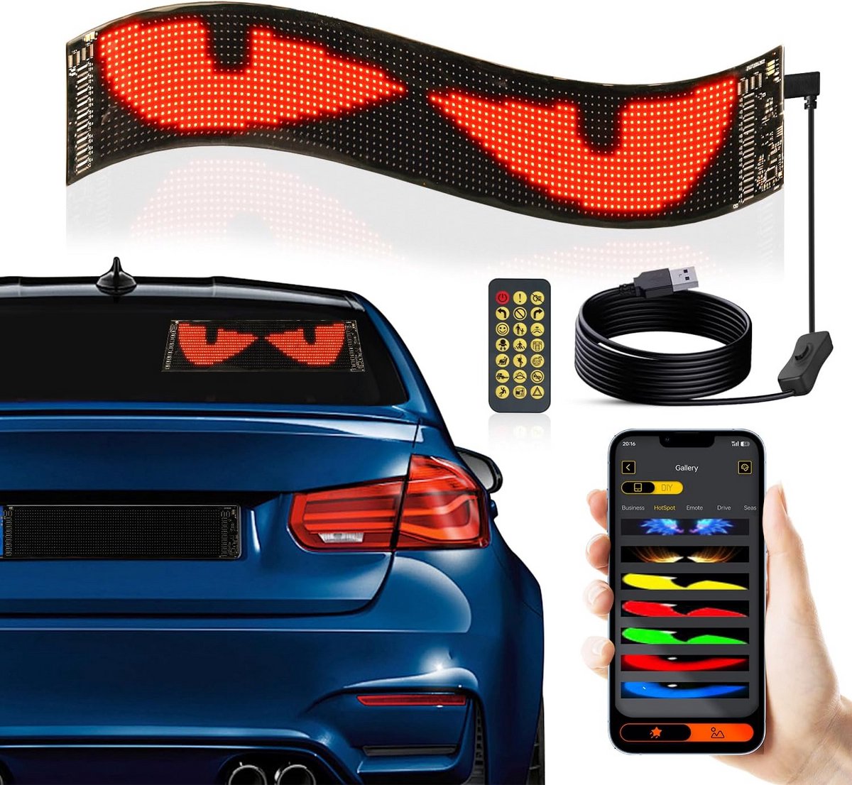 Programmeerbare LED loperschrift voor flexibele displays - RGB LED bord voor auto, vrachtwagen, bar, winkels, DIY en feestdecoratie
