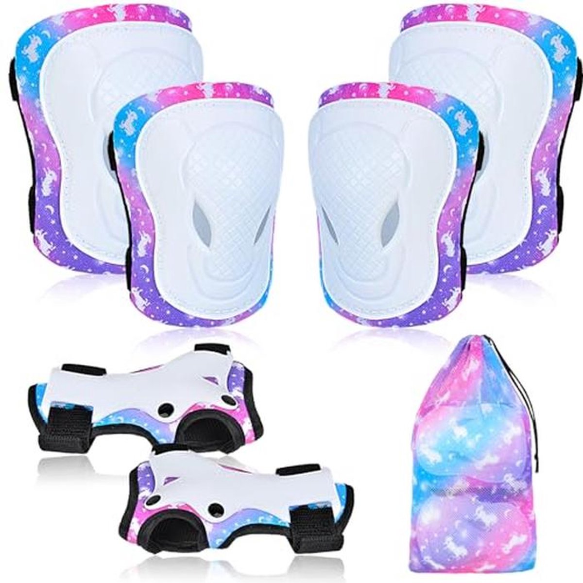 7-in-1 Beschermingsset voor Kinderen - Knie-, Elleboog- en Polsbeschermers met Tas voor Schaatsen, Fietsen en Rolschaatsen