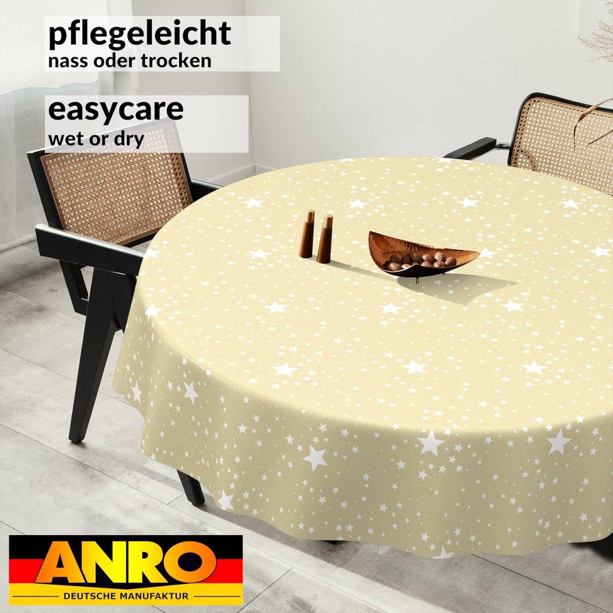 Ronde Olieverf Tafelkleed 120 cm - Wasbaar, Waterafstotend Tafelzeil met Sterrenpatroon