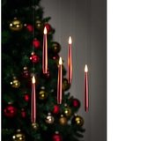 Livarno Home Zwevende LED Kaarsen - Kerstboom versiering - 10 Stuks - Kaars lengte 15cm - Rood