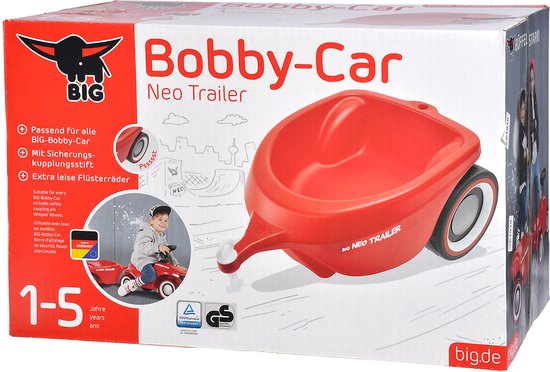 BiG BIG-Bobby Neo Trailer – Remorque Pour Voiture Enfant – Pneus Silencieux – Capacité 3 L – Fixation Sécurisée – Dès 1 An – Fabriqué En Allemagne