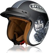 DAWNRISE Jethelm ECE 22.06 - Retro scooterhelm - Vintage bloemmotief - Maat XXL