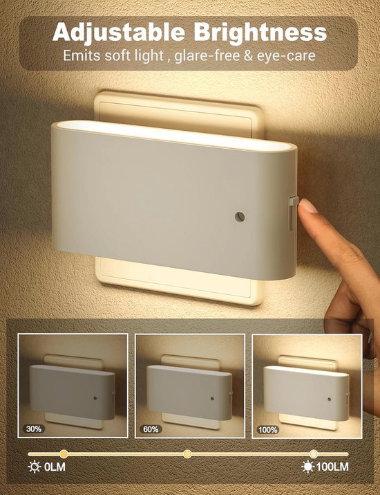 Nachtlamp met Stopcontact en Schemersensor - Dimbaar van 0-100LM voor Kinderen en Huishouden - 3000K Warm Wit — afbeelding 4