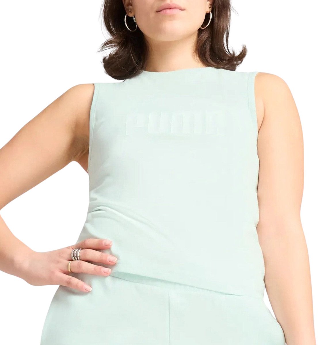 Puma ESS No. 1 Logo Slim Tanktop Dames Wit