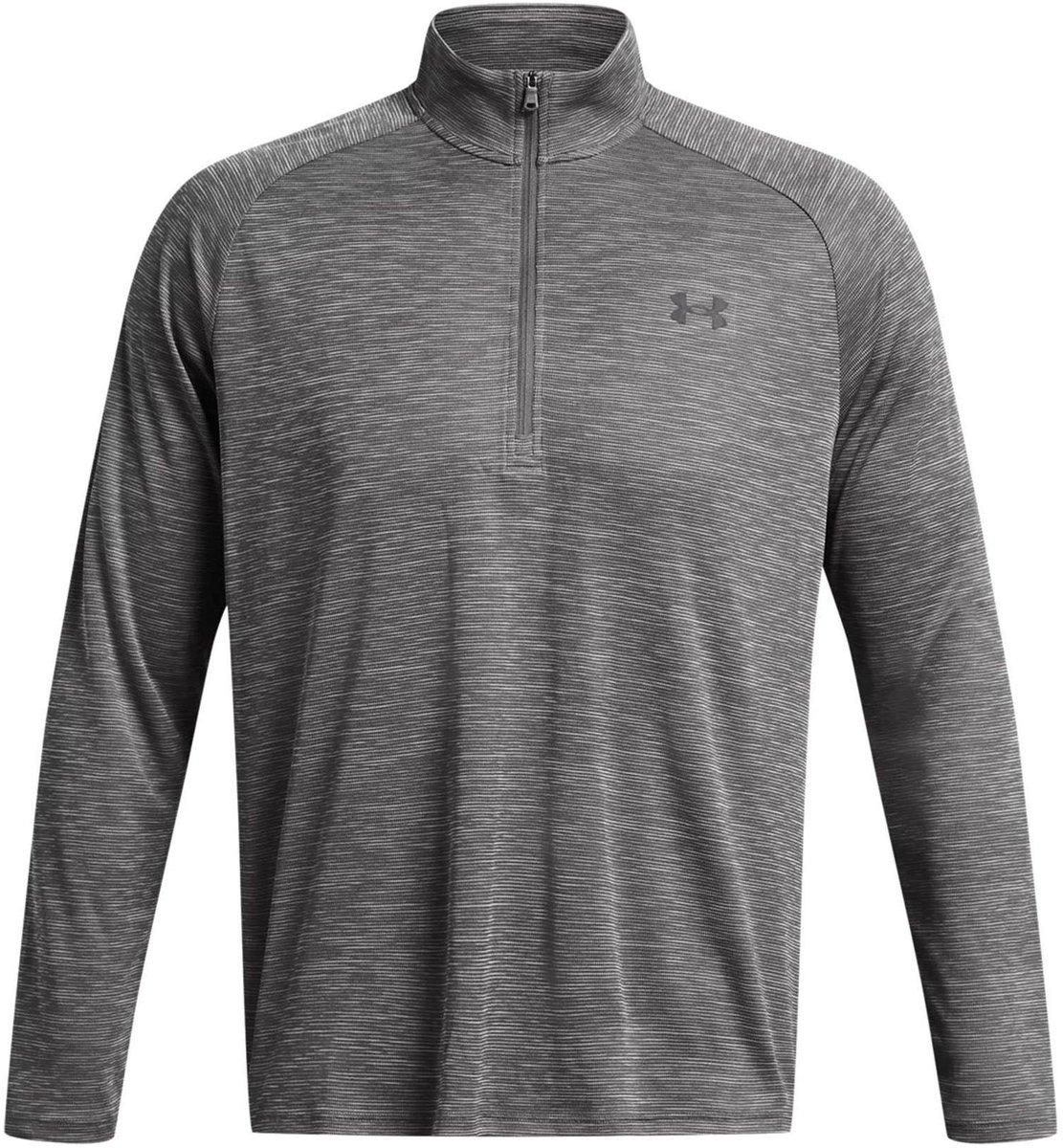 Under Armour UA Tech Textured 1/2 Zip-GRY Heren Sportshirt - Castlerock - Zwart