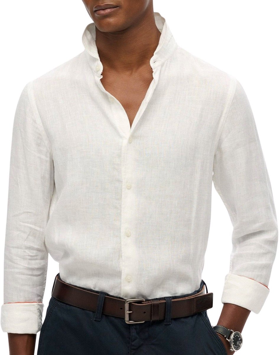 Superdry VACATION L/S LINEN SHIRT Heren Overhemd Wit