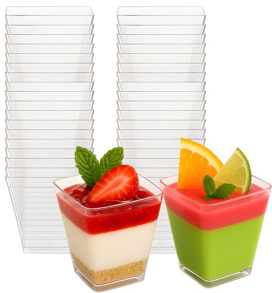 Coupes à dessert 110 ml – 50 pièces - Coupes transparentes pour desserts et en-Snacks
