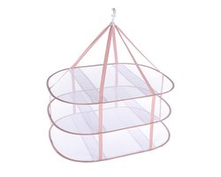 QTTVBTNA - Droogmand - 3-Laags Mesh Droognet - Leg plat om te drogen - Voorkomt vervorming van kleding - Hangende droogrek - Opvouwbaar - Roze - 78x61cm - 1 stuk