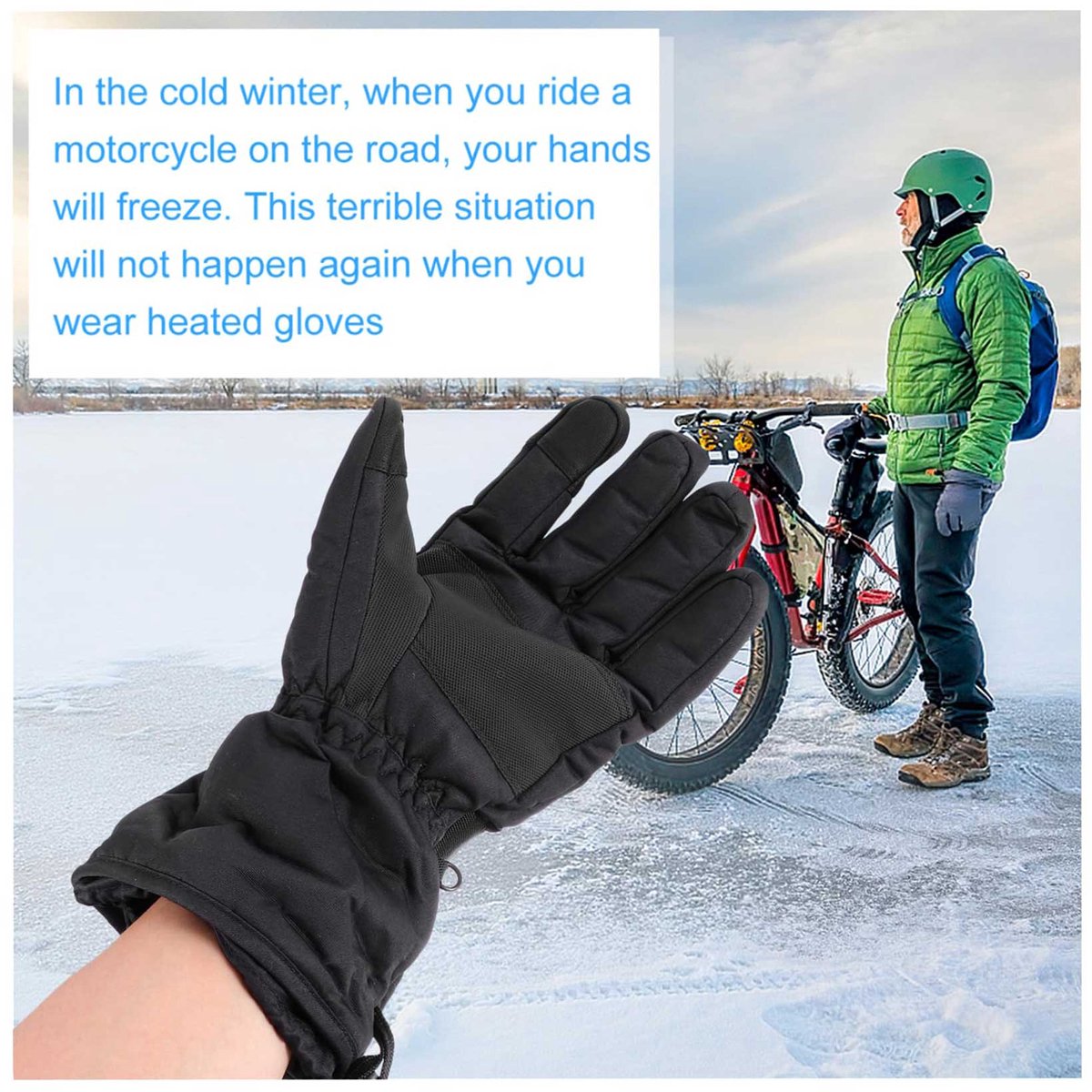 1 paar verwarmde handschoenen - elektrisch verwarmde winterhandschoenen - ski- en bergbeklimmingshandschoenen - winddicht en waterdicht - drie temperatuurstanden - geschikt voor fietsen, bergbeklimmen, skiën en wandelen - zwart — cadeau in Sport & Outdoor - foto 7