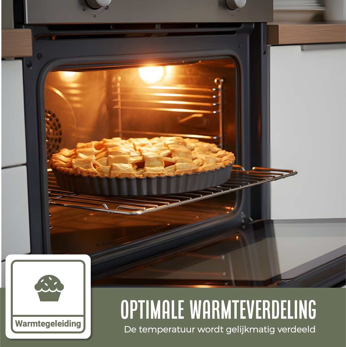 COOCK - Quiche Bakvorm - Taartvorm met Antiaanbaklaag - 24 cm Diameter - Cakevorm - Incl. Deegschraper & E-Book – foto 7